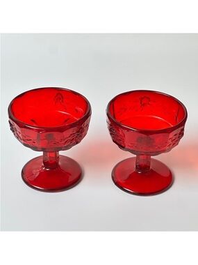 Panel Grape Ruby Champagne/Tall Sherbet Glass Set of 2 - L G WRIGHT GLASS